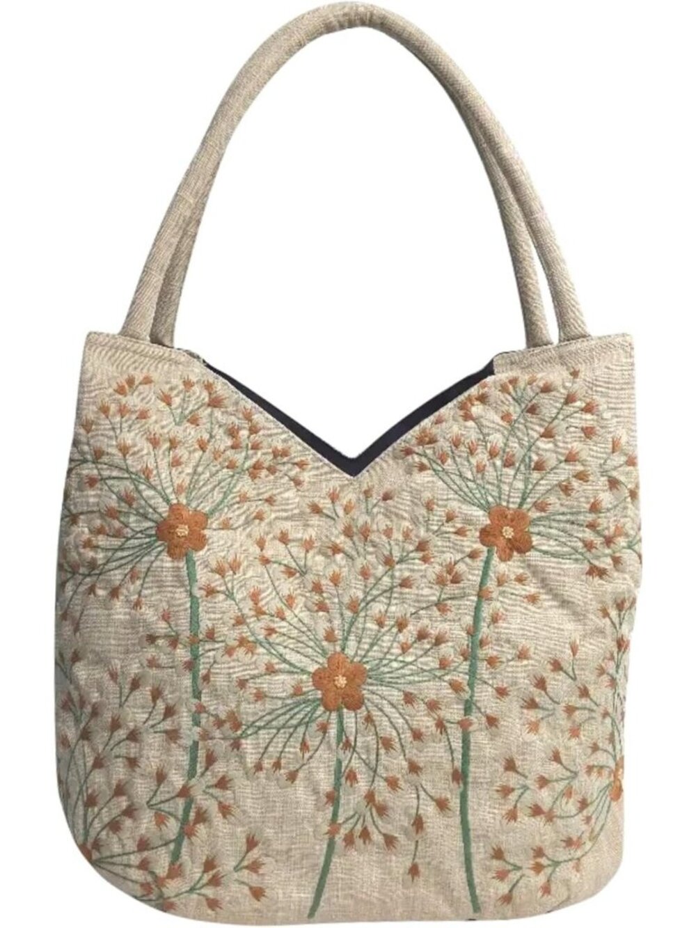 Embroidered Floral Tote Bag for Women | Large Shoulder Handbag with Zipper